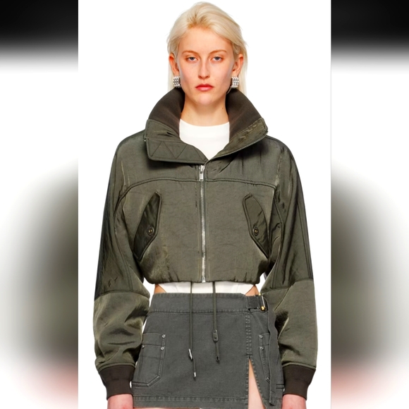 Dion Lee Black Cropped Bomber Jacket - Picture 1 of 11